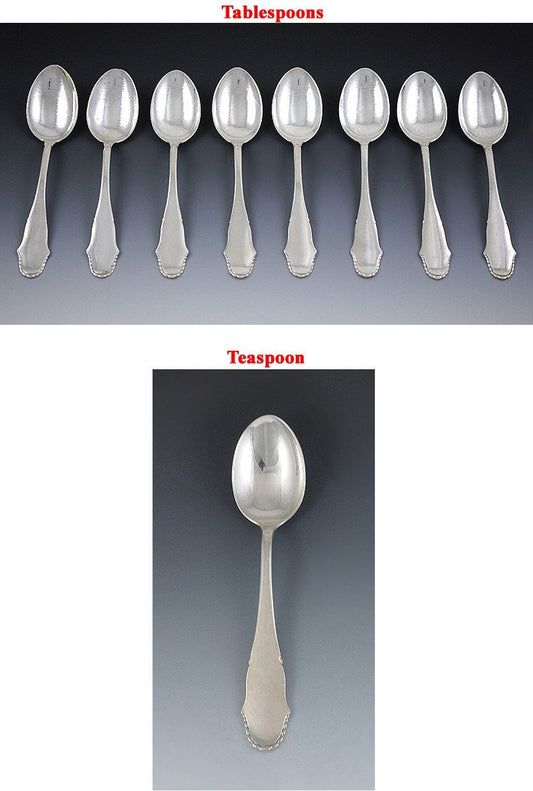 40pc Antique c1925 Danish Hand Hammered Silver Spoon Fork Flatware Set