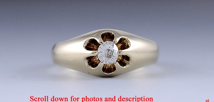 Beautiful Antique 14K Gold ~.20 - .25CT Diamond Belcher Set Ring