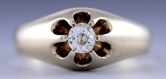 Beautiful Antique 14K Gold ~.20 - .25CT Diamond Belcher Set Ring