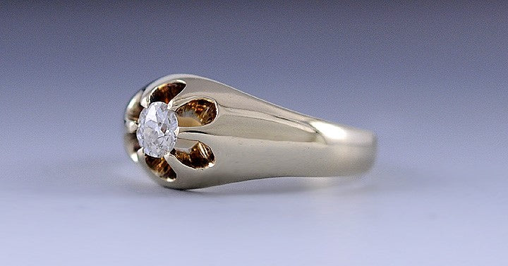 Beautiful Antique 14K Gold ~.20 - .25CT Diamond Belcher Set Ring