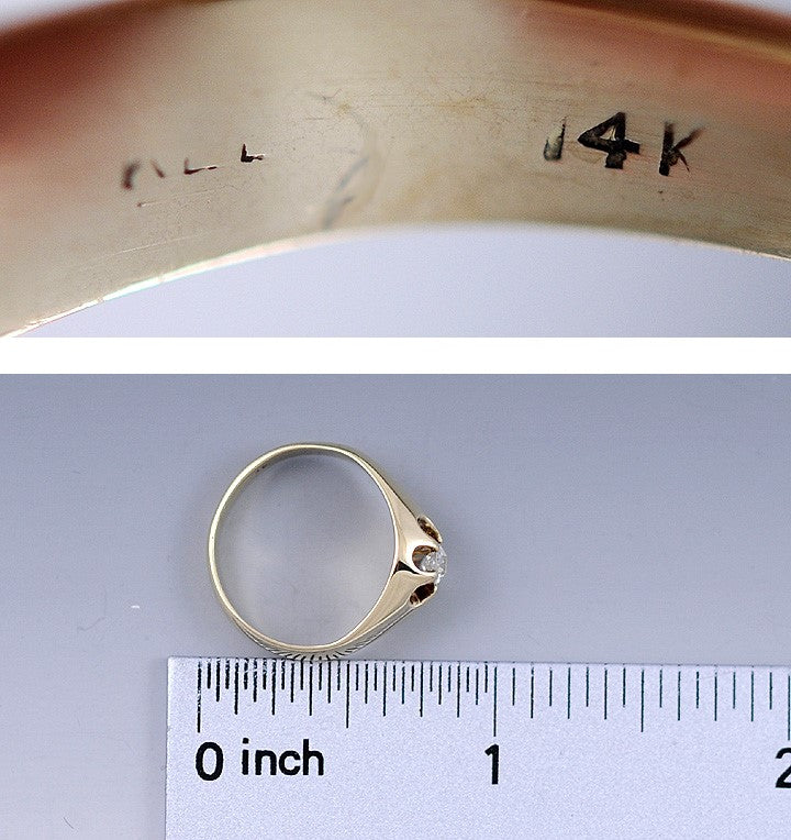 Beautiful Antique 14K Gold ~.20 - .25CT Diamond Belcher Set Ring