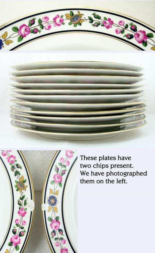 11 Ahrenfeldt Limoges Porcelain Rose Floral Plates