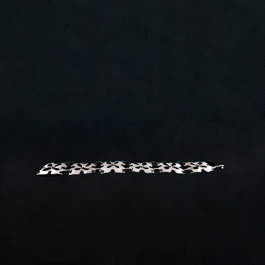 Elegant Vintage Sterling Silver Floral Panel Openwork Bracelet