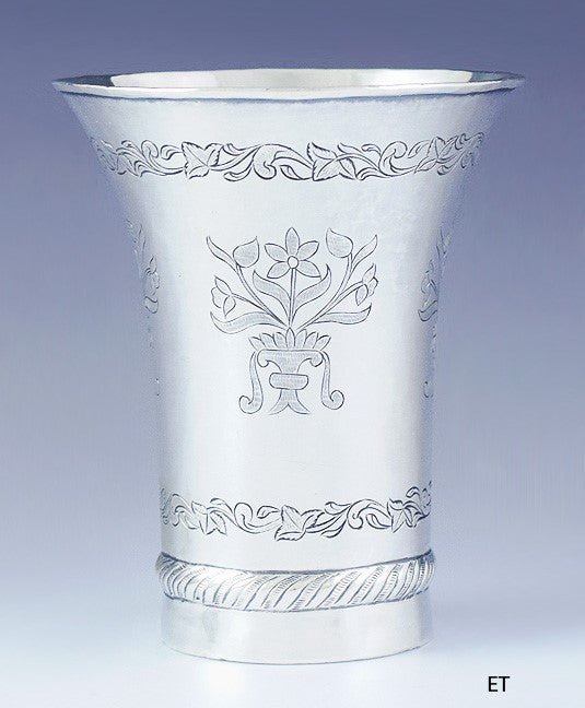 Antique Early 19th Century Silver Engraved Beaker Cup Mug