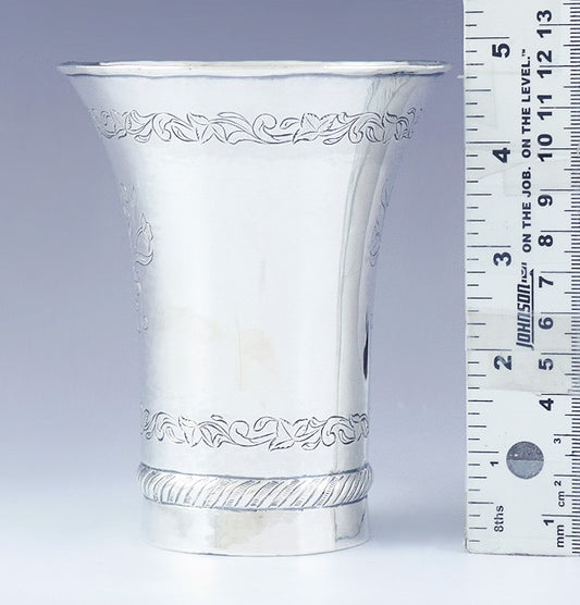 Antique Early 19th Century Silver Engraved Beaker Cup Mug