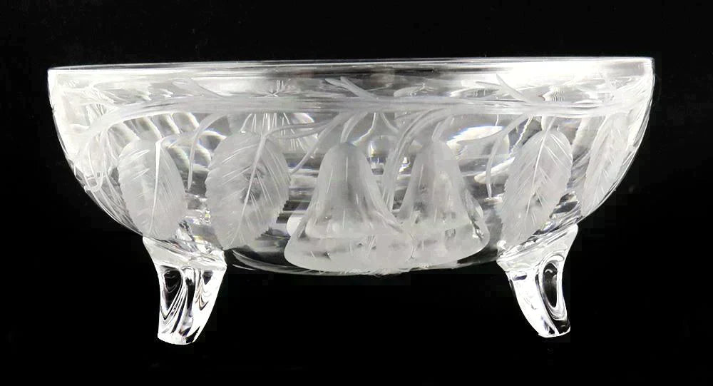 Antique Mt Washington Etched Crystal Glass Fruit Footed Serving/Centerpiece Bowl