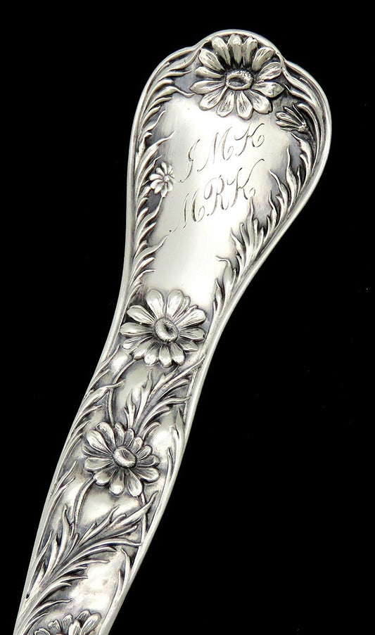 Art Nouveau Gorham Sterling Silver Serving Fork Margarette Daisies Gold Wash