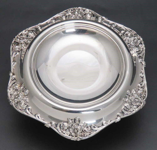 c1895-1910 Art Nouveau International Sterling Silver Compote / Footed Bowl