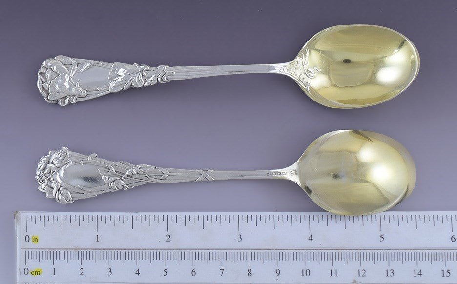 12 Antique Sterling Silver Durgin Magnolia Jonquil Tulip Orange Blossom Spoons