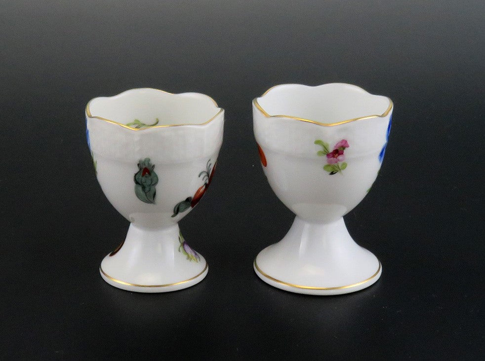 Cute Pair Herend Porcelain Hand Painted Market Garden Egg Cups #262