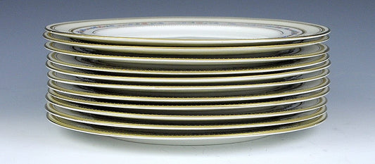 11 George Jones English Porcelain Gilt Flower Dinner Plates