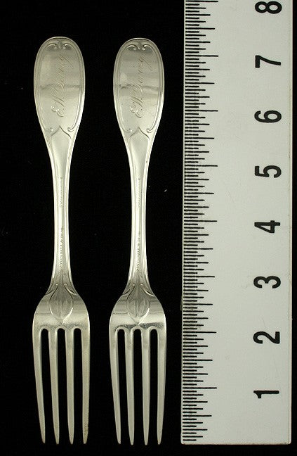 12 Jones Ball & Poor Coin Silver Olive Pattern Forks