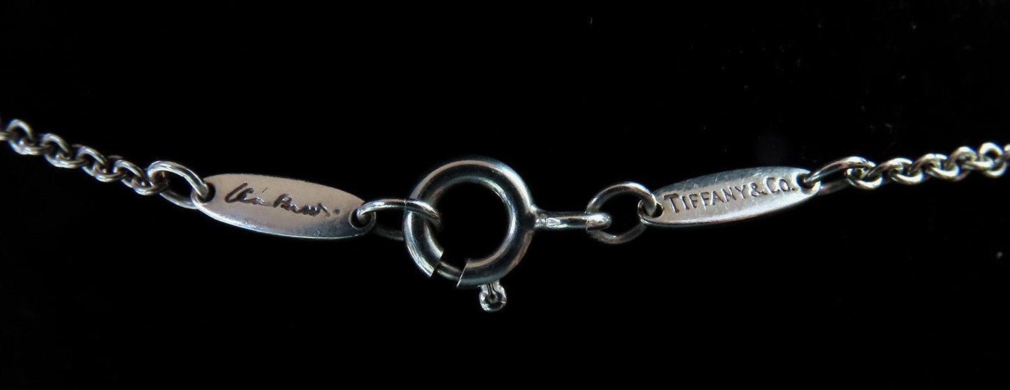 Classic Tiffany Sterling Silver Elsa Peretti Open Heart Pendant 22mm w 16" Chain