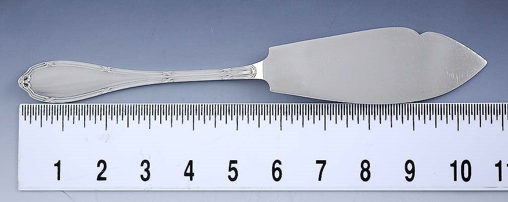 Antique c1890 French 950 Sterling Silver Reeded Edge Fish Pastry Slice Server