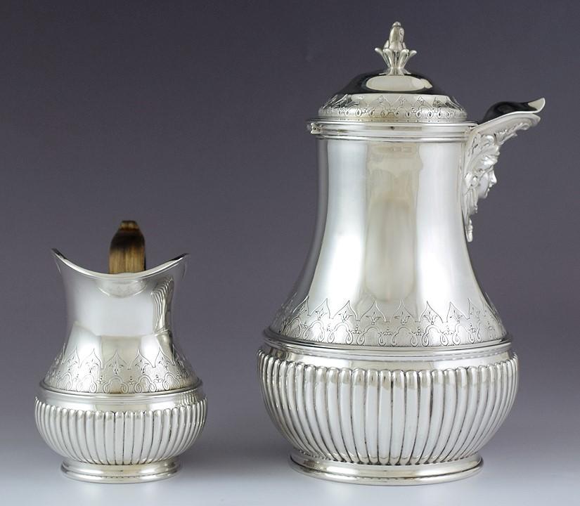 Superb French Silver 2pc Falkenberg Teapot/Coffee Pot & Creamer