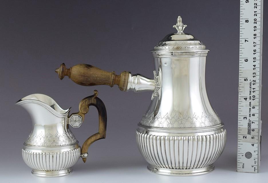 Superb French Silver 2pc Falkenberg Teapot/Coffee Pot & Creamer