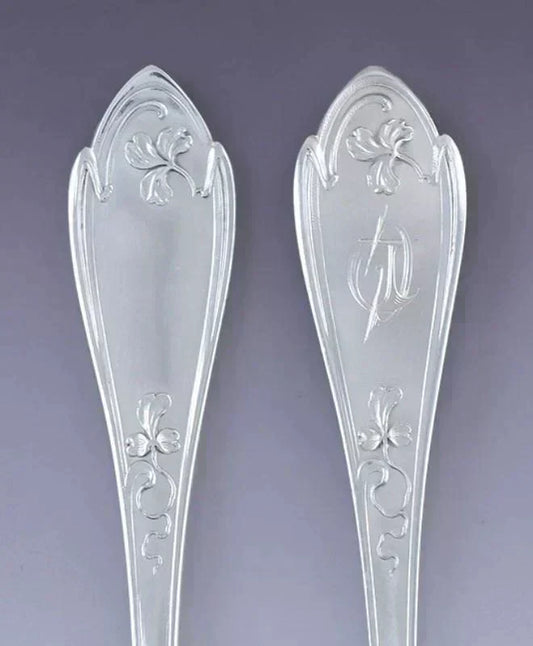Superb French 950 Silver Art Nouveau 84pc Flatware Set Serves 12