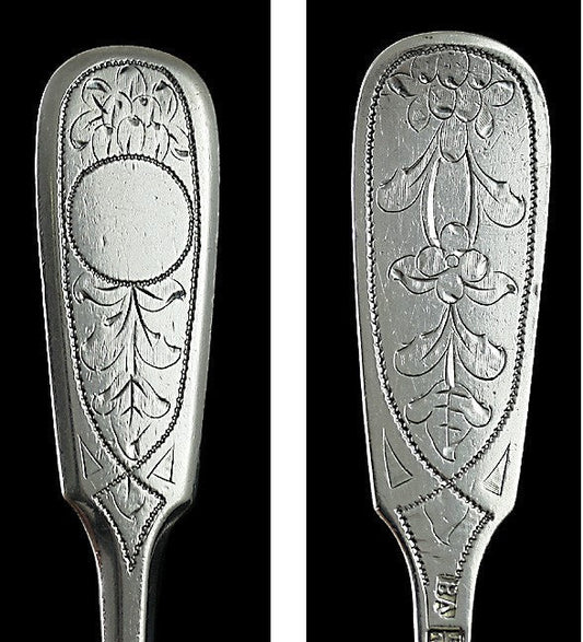 1886 Antique Russian 875 Silver Engraved Fork Sugar Tongs Serving Pieces