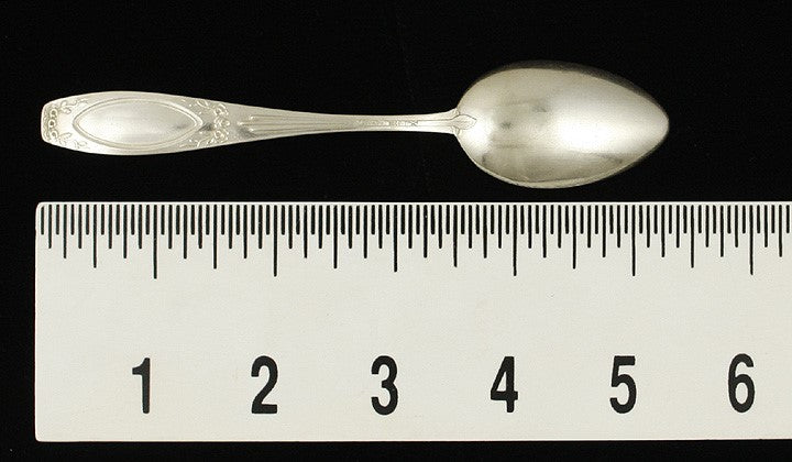 6 Antique c1925 German Silver Peterseldt Floral Teaspoons 5 3/8"