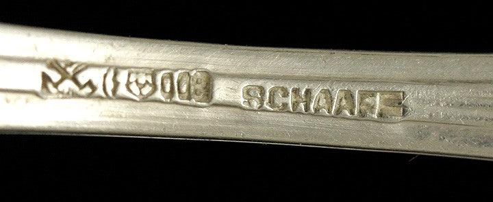 6 Antique c1925 German Silver Peterseldt Floral Teaspoons 5 3/8"