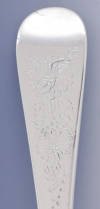 1804 Antique English Georgian Sterling Silver Chased Fruit Serving Spoon