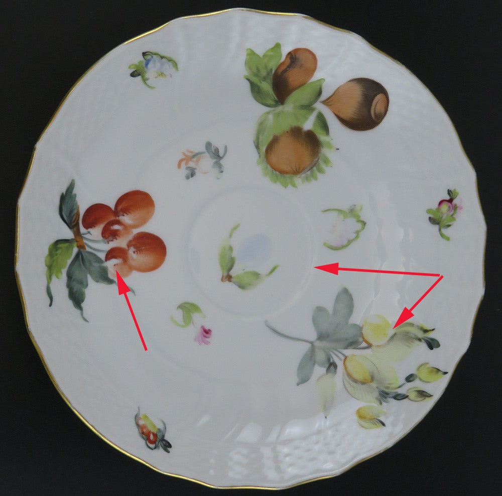 Great set 6 Herend Porcelain Market Garden Teacups and Saucers