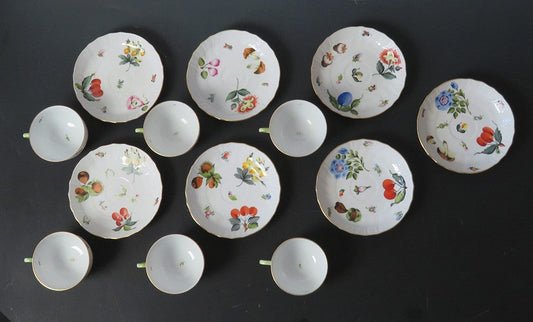 Great set 6 Herend Porcelain Market Garden Teacups and Saucers