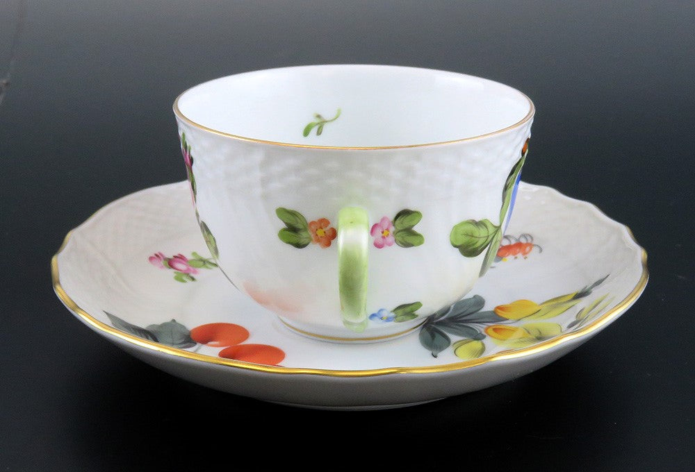 Great set 6 Herend Porcelain Market Garden Teacups and Saucers