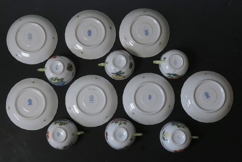 Great set 6 Herend Porcelain Market Garden Teacups and Saucers