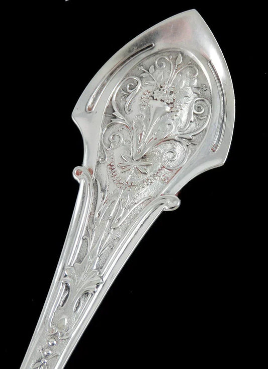 Victorian 1878 Wood Hughes Angelo Sterling Silver Gold Fruit Bowl Serving Spoon