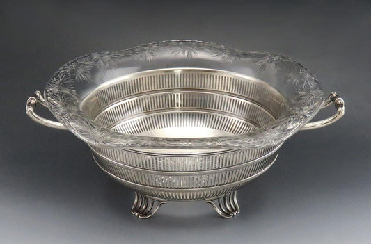 Antique Watson Sterling Silver & ABP American Brilliant Period Cut Glass Bowl