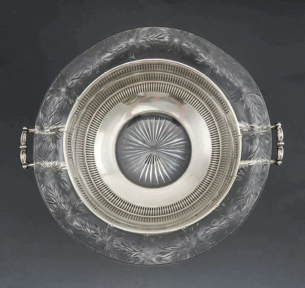 Antique Watson Sterling Silver & ABP American Brilliant Period Cut Glass Bowl