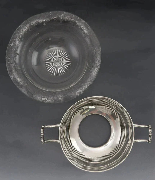Antique Watson Sterling Silver & ABP American Brilliant Period Cut Glass Bowl