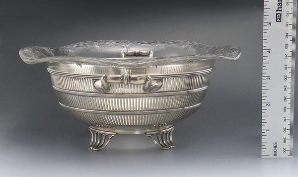 Antique Watson Sterling Silver & ABP American Brilliant Period Cut Glass Bowl