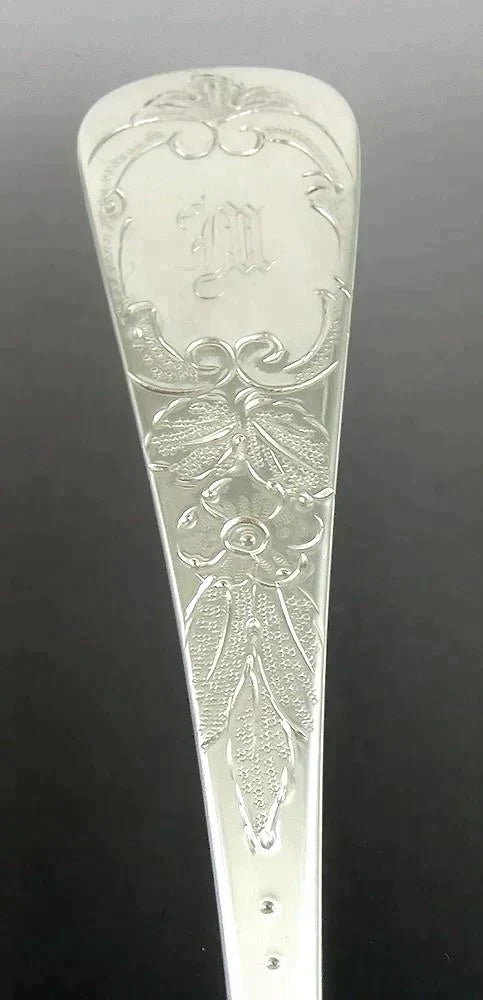 Antique 1816 English Georgian Sterling Silver Fruit Flower Serving Spoon M Mono