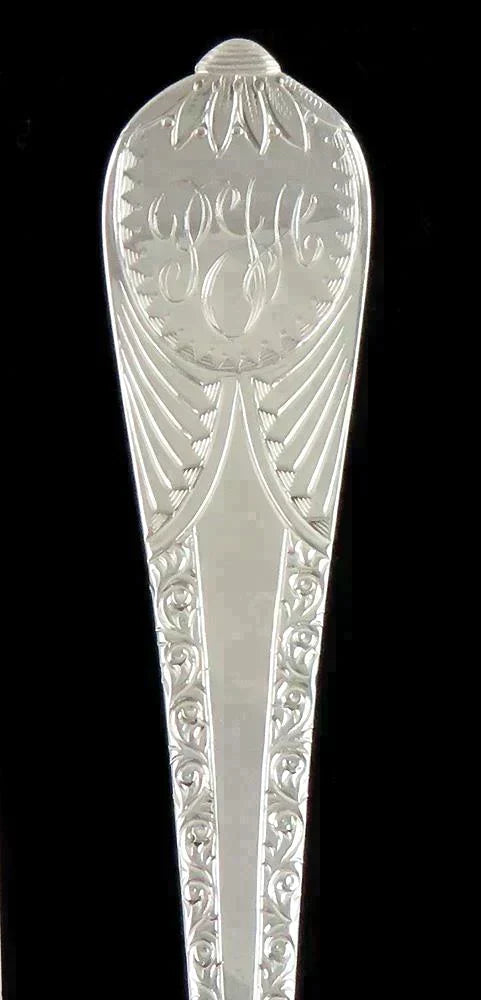 Antique 1892 English Elkington Sterling Silver Gold Wash Fruit Serving Spoon