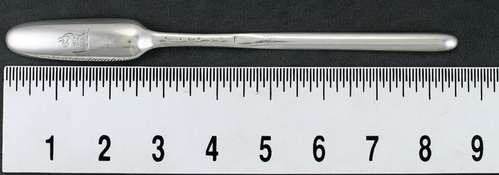 Antique 1734 English Sterling Silver Griffin Crest Double Marrow Scoop