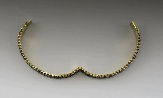 Antique Austrian 900 Gold Wash Silver & Natural Garnet Gemstone Bangle Bracelet