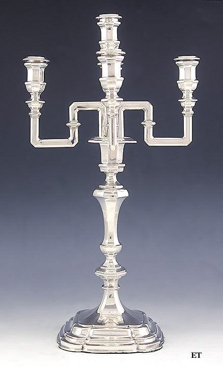 Antique c1870 European Silver 5 Light Convertible Candelabra/Candlestick 17.5"