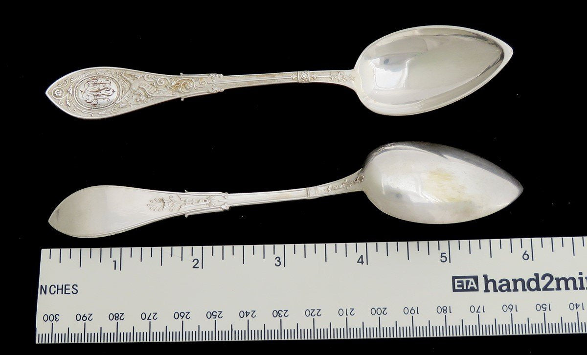 Superb Set 4 Antique German 800 Silver Arabesque Teaspoons Spoons