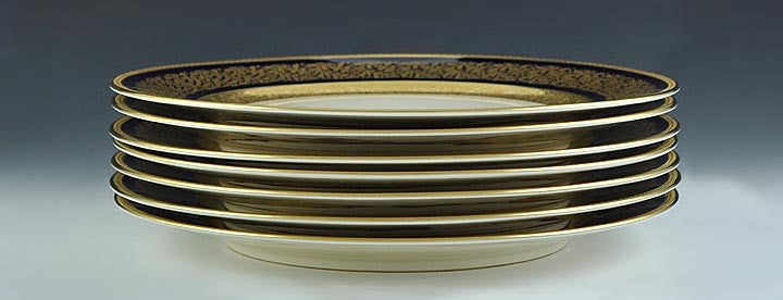 7 Fine Luxury Bavarian Rosenthal Gilded Ivory Dinner Plates