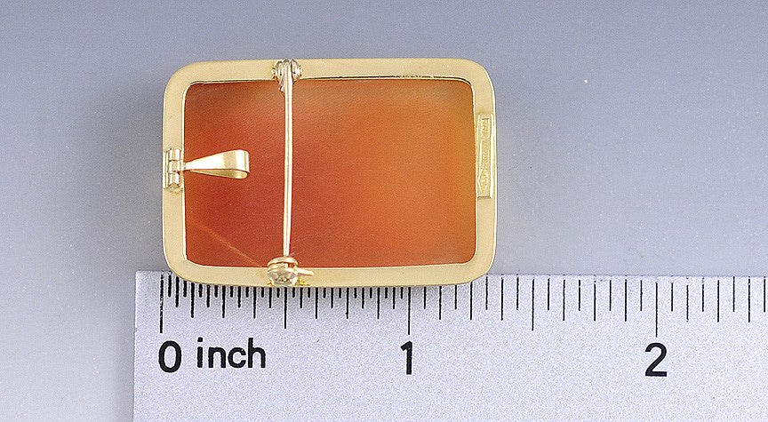 Very Fine Quality Italian 18k Gold Hand Carved Cameo Brooch Pin Pendant