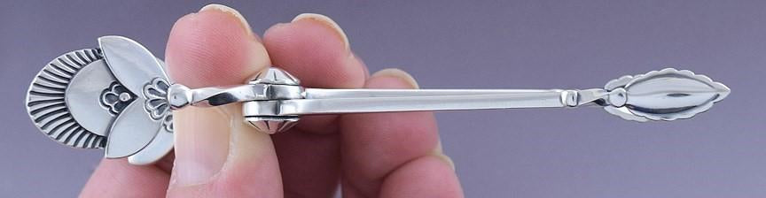Nice Pair Georg Jensen Sterling Silver Cactus Sugar Tongs / Nips
