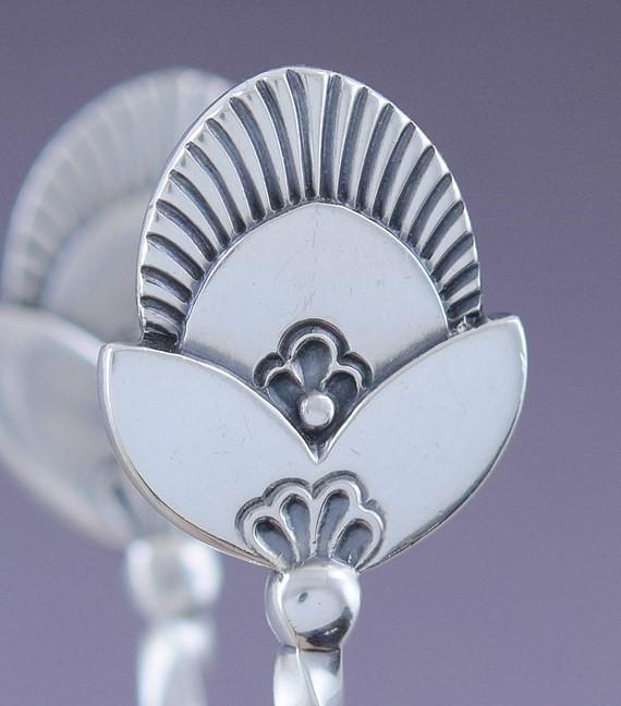 Nice Pair Georg Jensen Sterling Silver Cactus Sugar Tongs / Nips