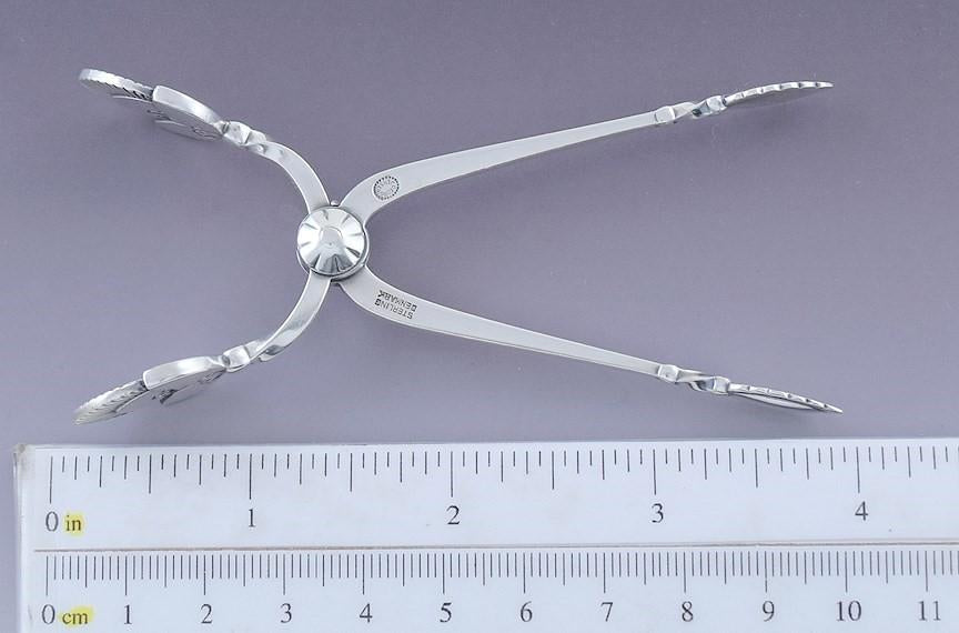 Nice Pair Georg Jensen Sterling Silver Cactus Sugar Tongs / Nips