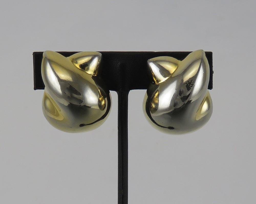 Patricia Von Musulin Gold Wash Sterling Silver Modernist Vogue Clip Earrings