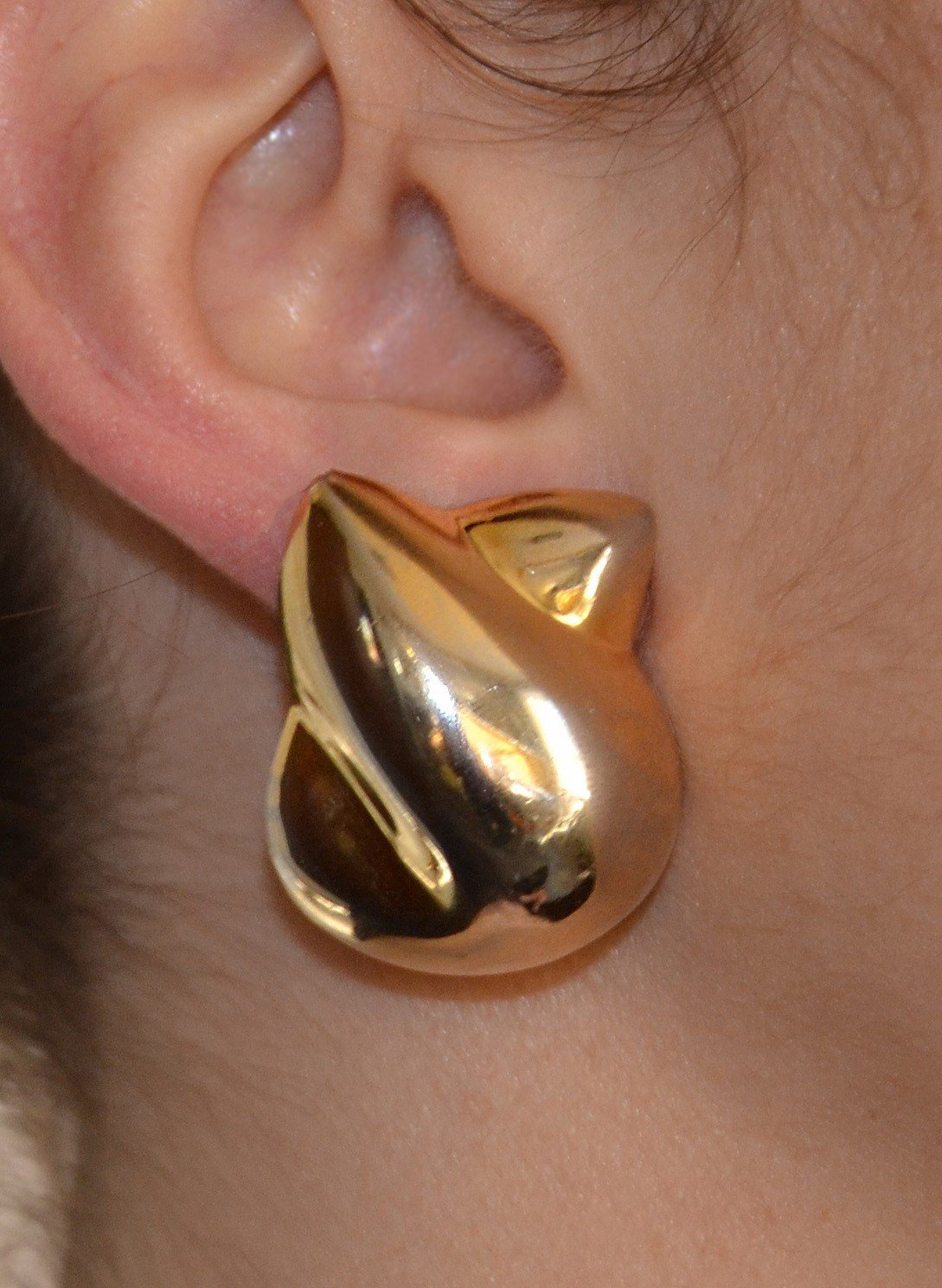 Patricia Von Musulin Gold Wash Sterling Silver Modernist Vogue Clip Earrings