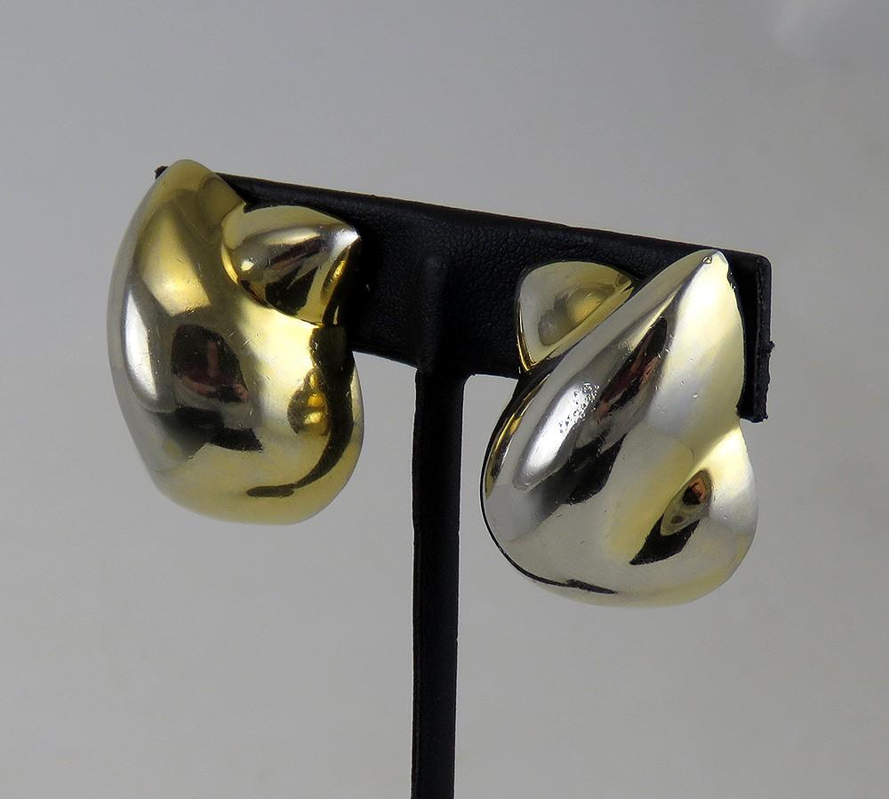 Patricia Von Musulin Gold Wash Sterling Silver Modernist Vogue Clip Earrings