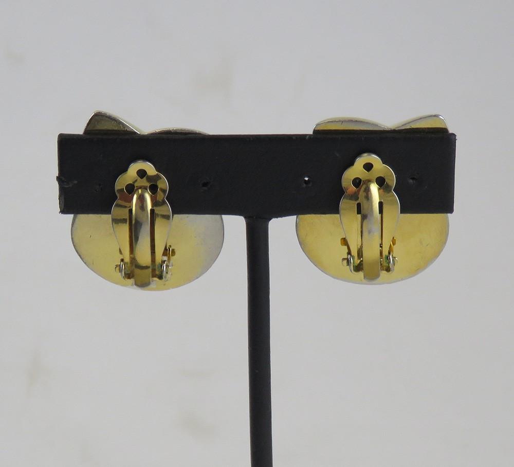 Patricia Von Musulin Gold Wash Sterling Silver Modernist Vogue Clip Earrings
