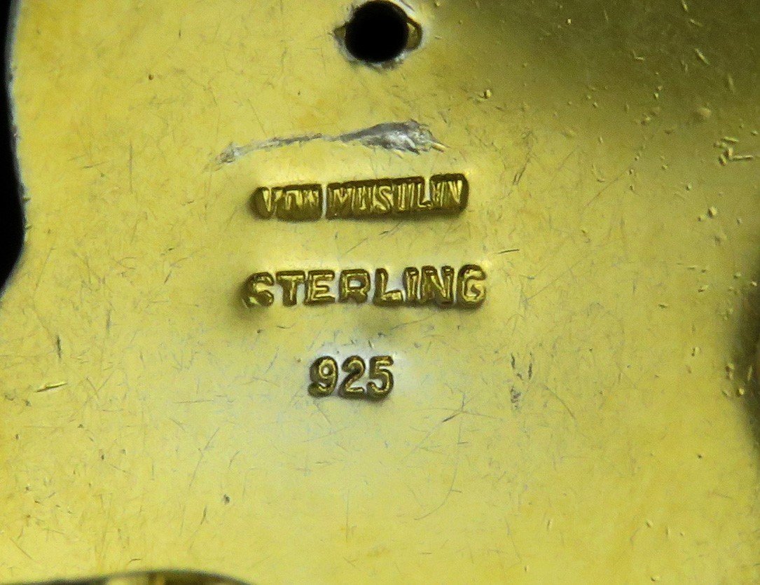 Patricia Von Musulin Gold Wash Sterling Silver Modernist Vogue Clip Earrings